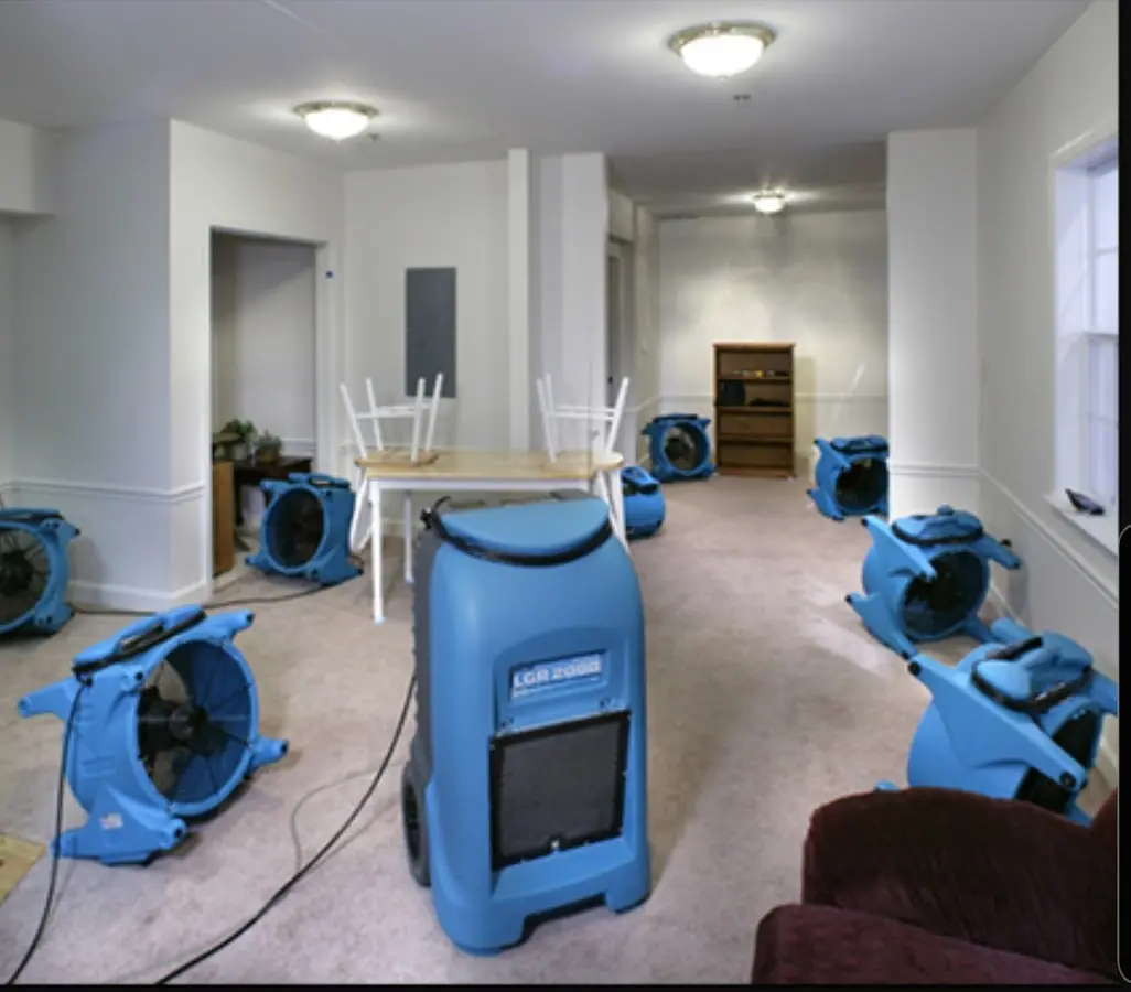 Air movers and dehumidifier setup for Water Extraction & Removal in Verona